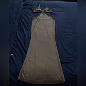 Beachy Sunset Nude Brown Maxi Dress